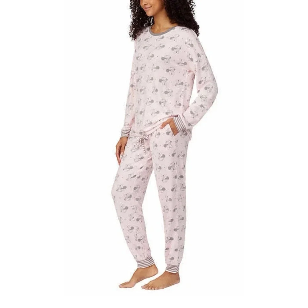 NEW DISNEY Women's Sz XXL Cozy Lounge Set Pajamas Pink Minnie Mouse Top &‎ Pants